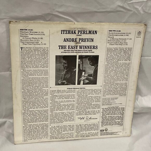 Itzhak Perlman André Previn The Easy Winners (Vinyl, 1975) Angel Records S-37113 - Picture 3 of 10